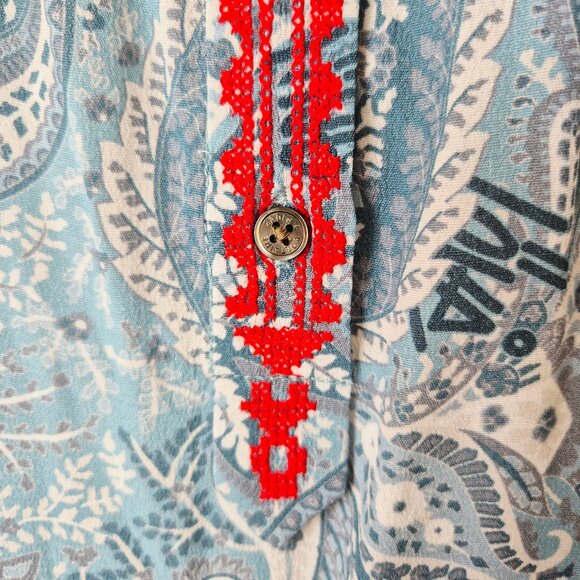 Zadig & Voltaire Teck Crepe Paisley Embroidered Blouse Long Sleeve Green - Picture 5 of 15